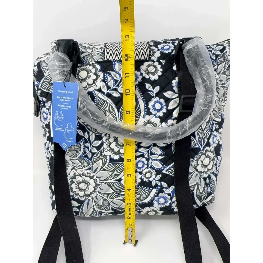 NEW VERA BRADLEY Change It Up Backpack Snow Lotus 22519-I66‎ Black White Blue